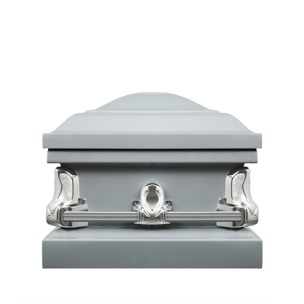 Spartan Silver Casket with White Crepe Interior - Metal Casket