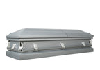 Spartan Silver Casket with White Crepe Interior - Metal Casket