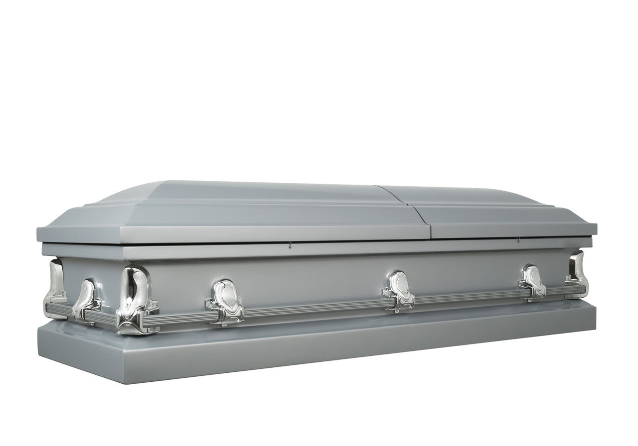 Spartan Silver Casket with White Crepe Interior - Metal Casket