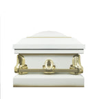 Spartan White And Gold Casket with White Crepe Interior - Metal Casket