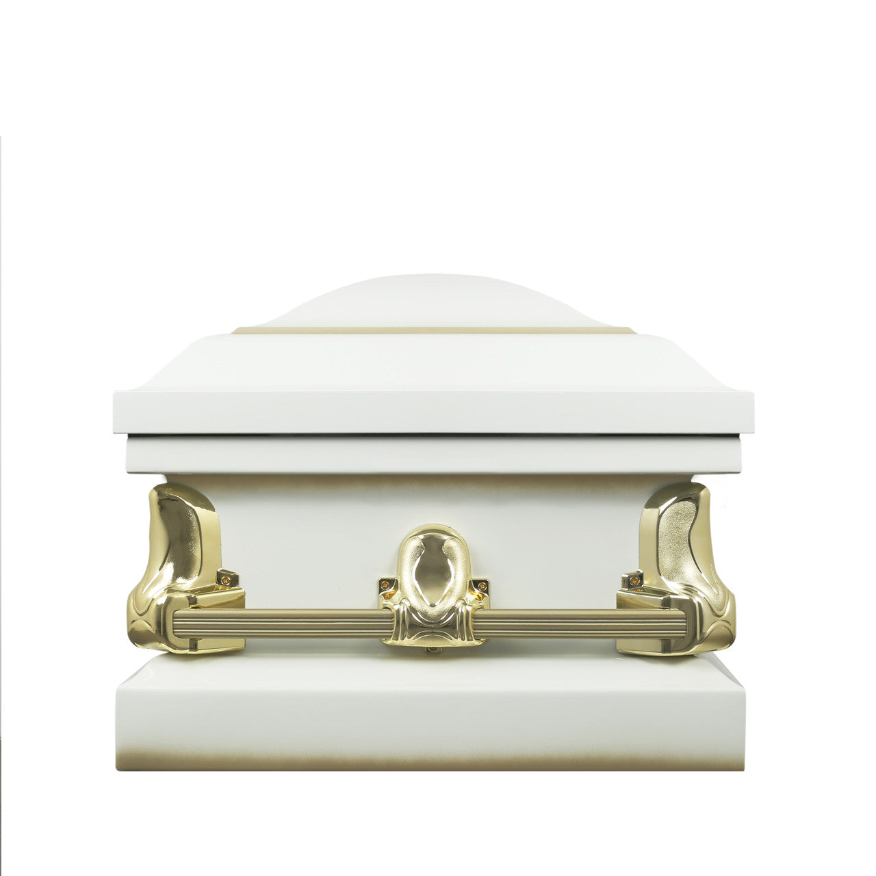 Spartan White And Gold Casket with White Crepe Interior - Metal Casket