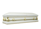 Spartan White And Gold Casket with White Crepe Interior - Metal Casket