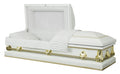 Spartan White And Gold Casket with White Crepe Interior - Metal Casket