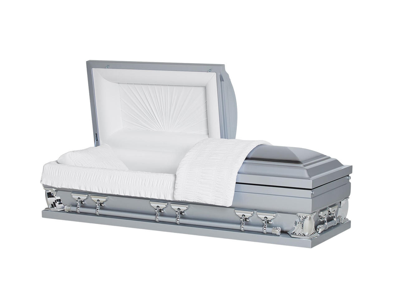 Spectrum Silver with White Velvet Interior - Oversize Metal Casket