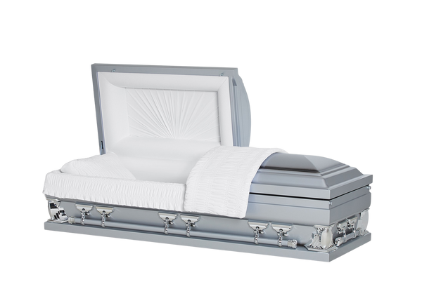 Spectrum Silver with White Velvet Interior - Oversize Metal Casket