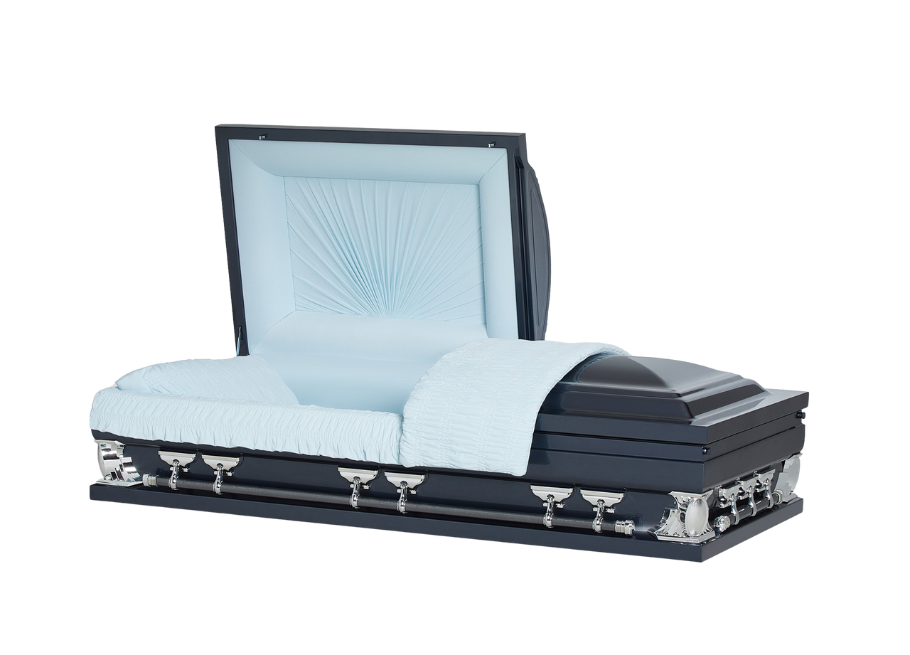 Spectrum Dark Blue with Blue Velvet Interior - Oversize Metal Casket