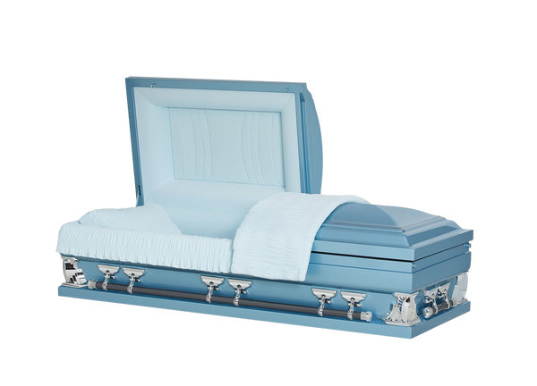 Spectrum Light Blue with Blue Velvet Interior - Oversize Metal Casket