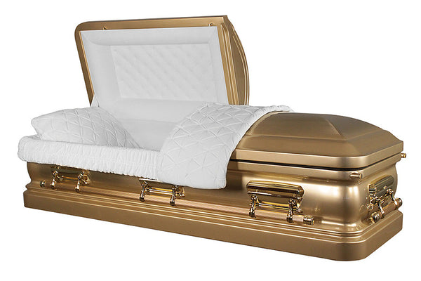 Sterling Gold Casket with White Velvet Interior - Metal Casket