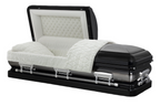 Sterling Black with White Velvet Interior - Metal Casket