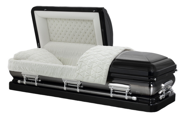 Sterling Black with White Velvet Interior - Metal Casket