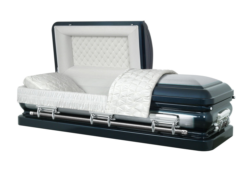 Sterling Blue with White Velvet Interior - Metal Casket