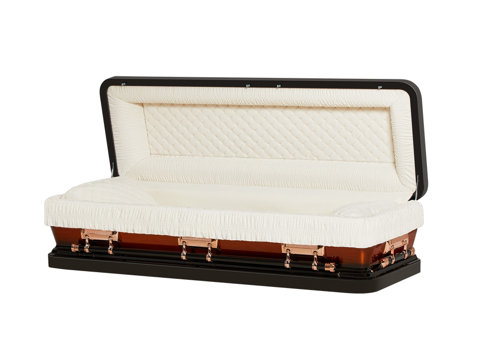 Sterling Copper Full Couch with Ivory Velvet Interior - Metal Casket