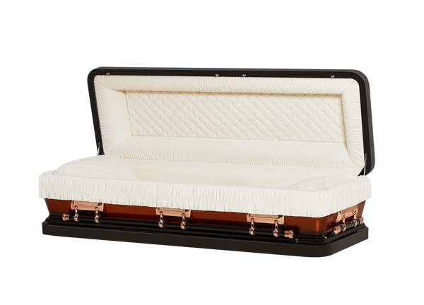 Sterling Copper Full Couch with Ivory Velvet Interior - Metal Casket