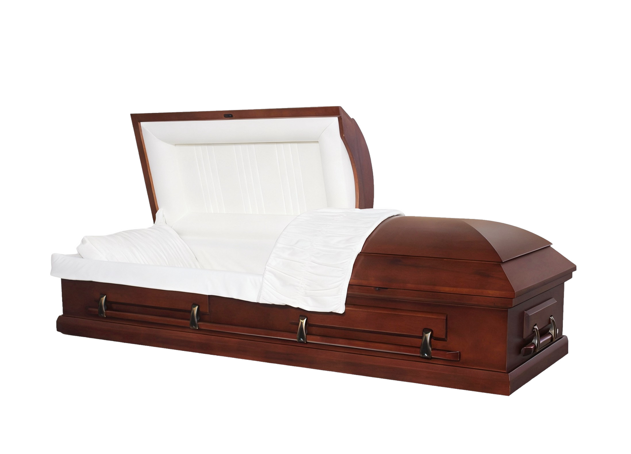 Stouffer Poplar Veneer With White Velvet Interior - Wood Casket