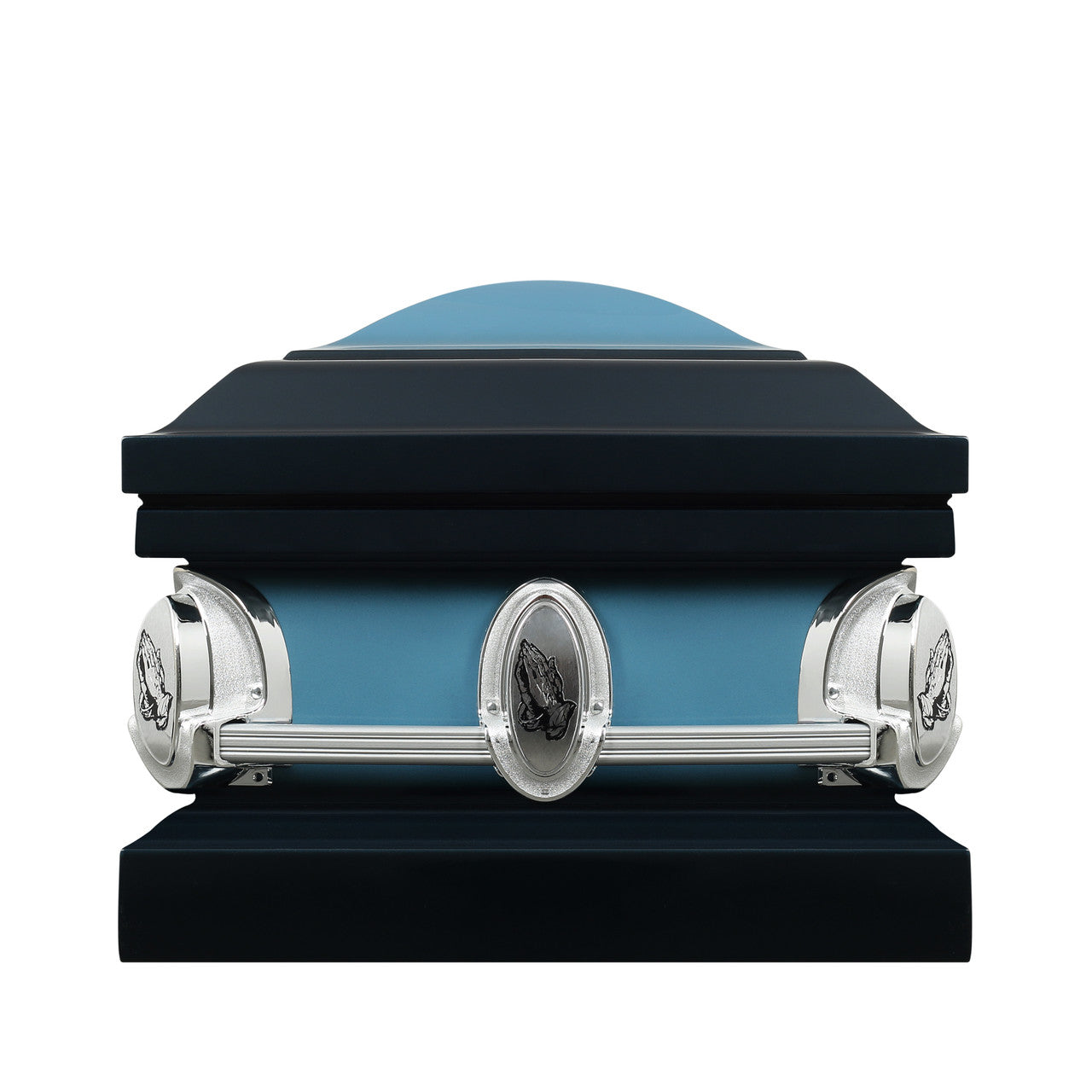 Praying Hands' Spruce Blue Casket - Metal Casket