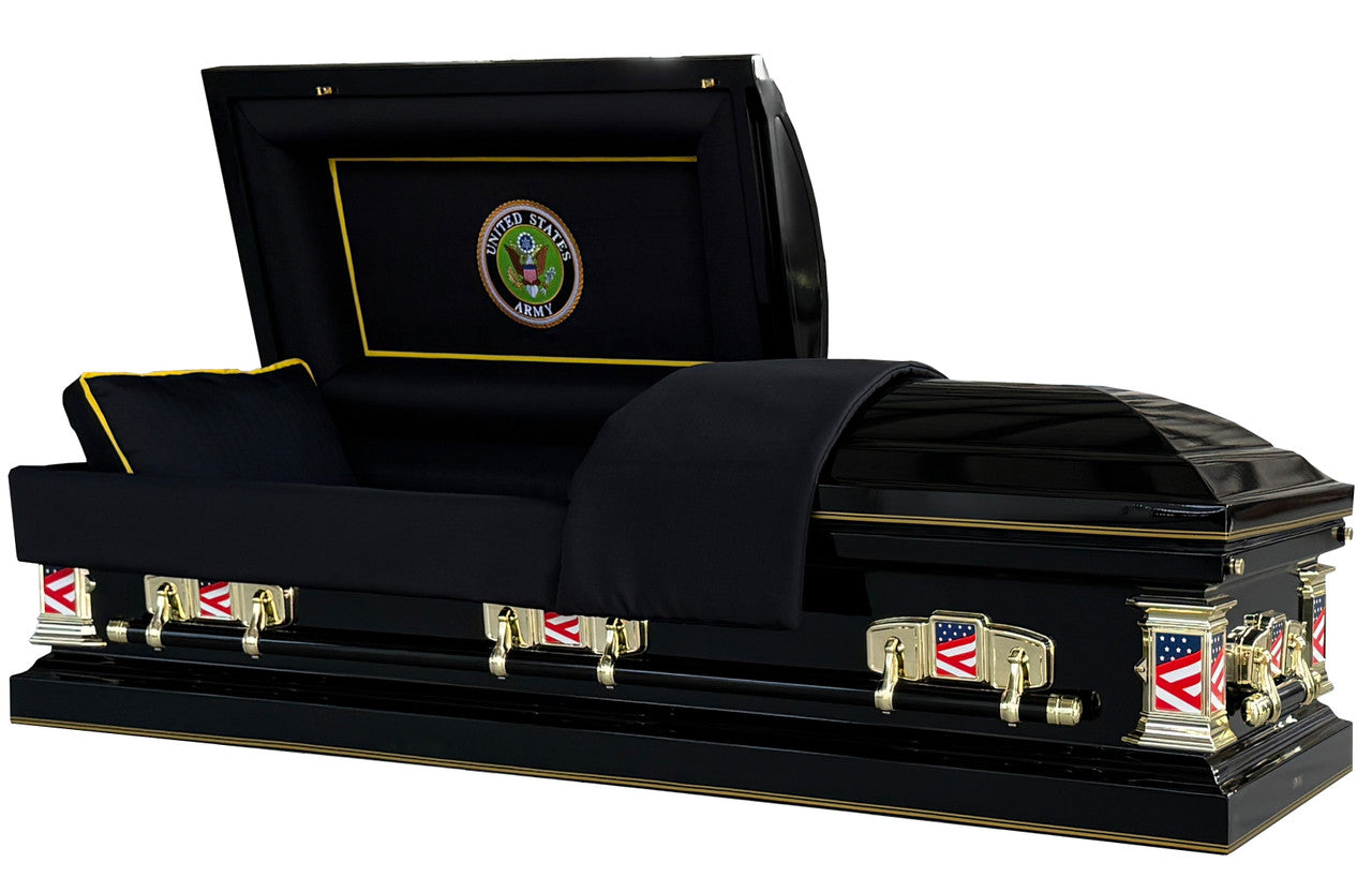 Veterans Army with Black Interior - Metal Casket
