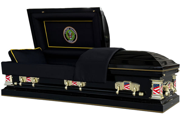 Veterans Army with Black Interior - Metal Casket