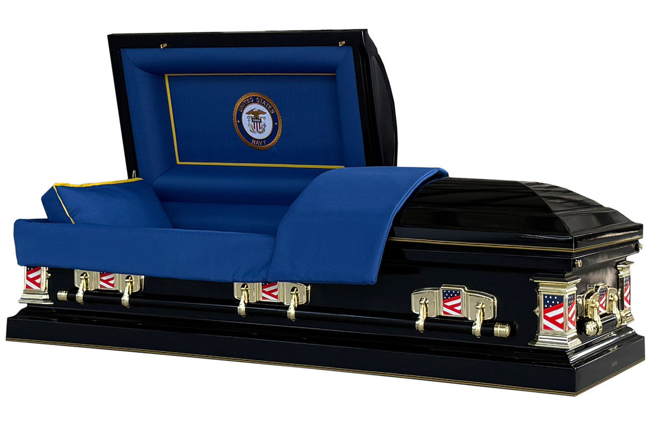 Veterans Navy Blue with Dark Blue Interior - Metal Casket