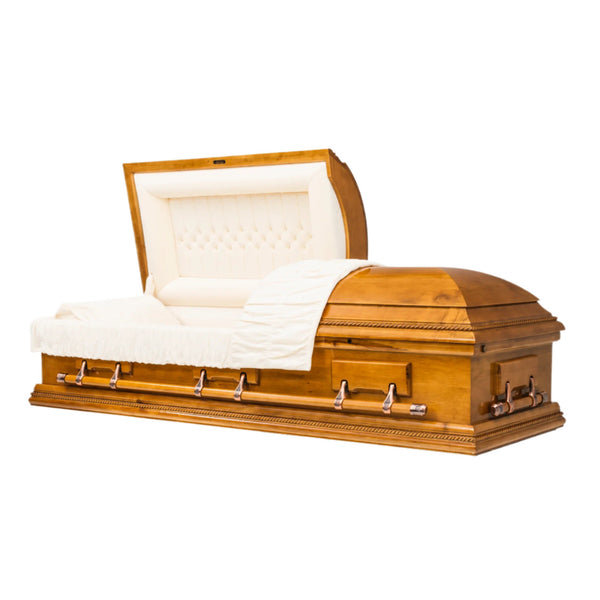 Westbrook Solid Maple Wood Casket with Almond Velvet Interior -  Wood Casket