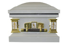 White Cross' Lords Prayer Casket with White Velvet Interior - Metal Casket