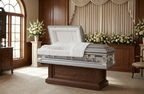 Lincoln Silver Casket with White Velvet Interior- Metal Casket