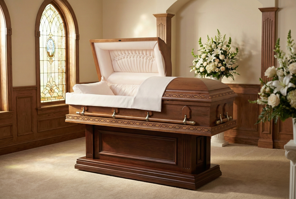 Avellino Poplar With Khaki Weave Interior - Wood Casket