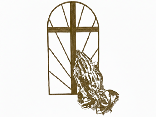 Praying Hands & Window Head Panel - Blue