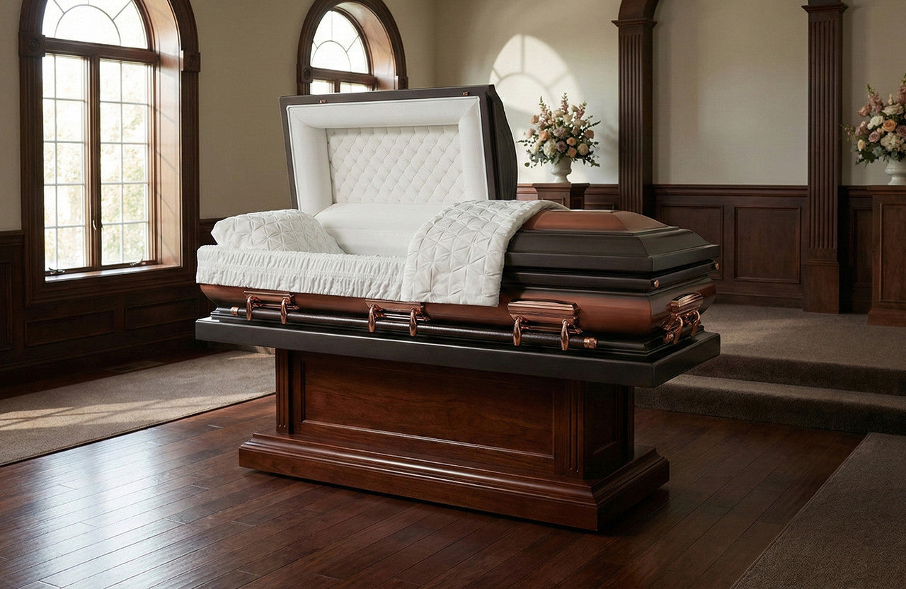 Legacy Bronze Casket with Almond Velvet Interior - Metal Casket