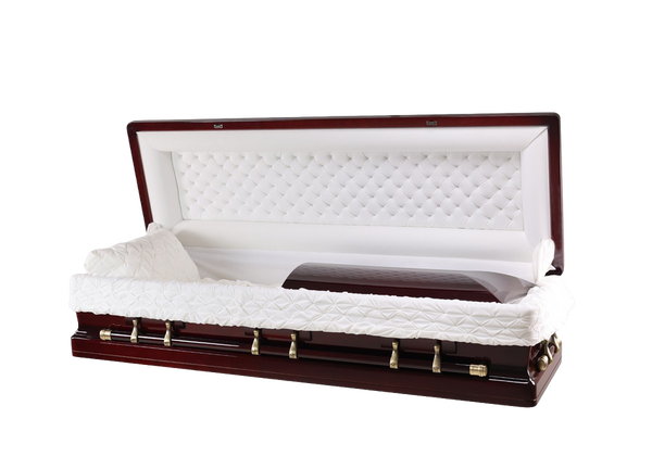 Parliament Solid Poplar Full Couch with Cream Velvet Interior -  Wood Casket