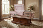 Monticello Rose with Pink Velvet Interior - Stainless Steel Casket