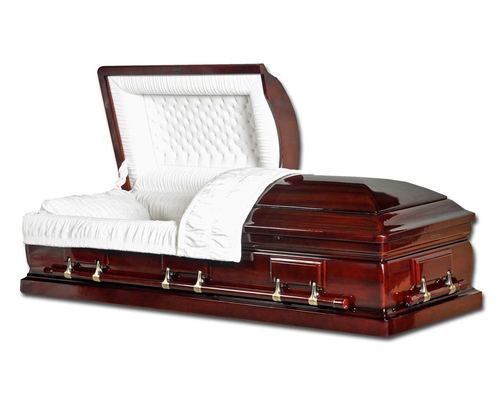 Mahogany Solid Wood Casket With Velvet Interior