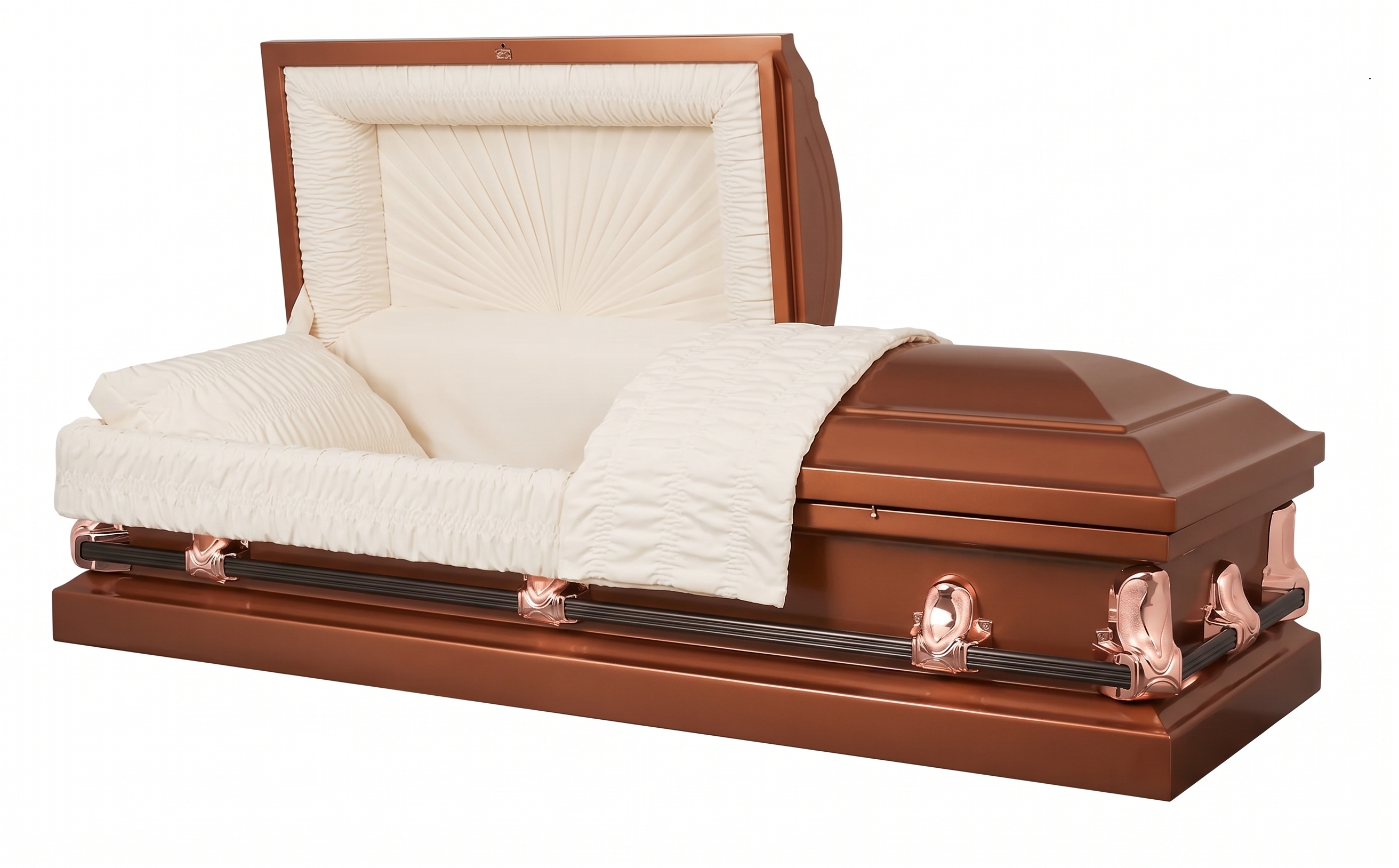 Spartan Copper Casket with Tan Crepe Interior - Metal Casket