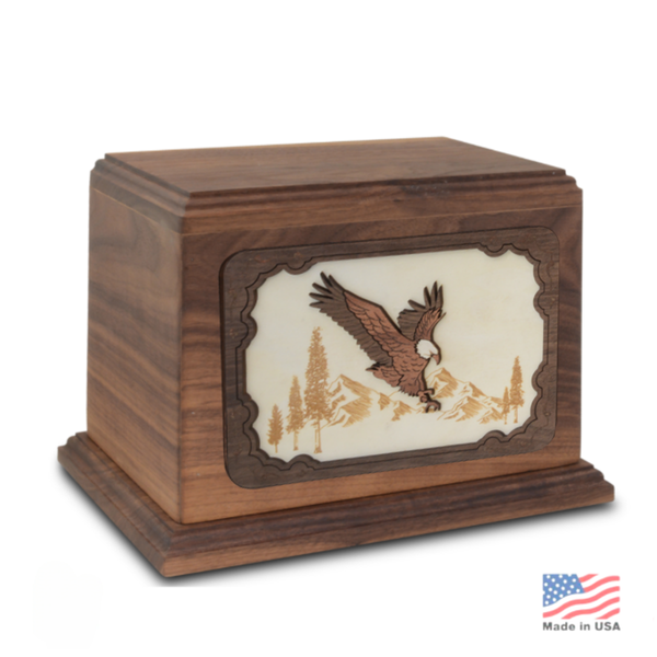 Soaring Bald Eagle Wood Urn