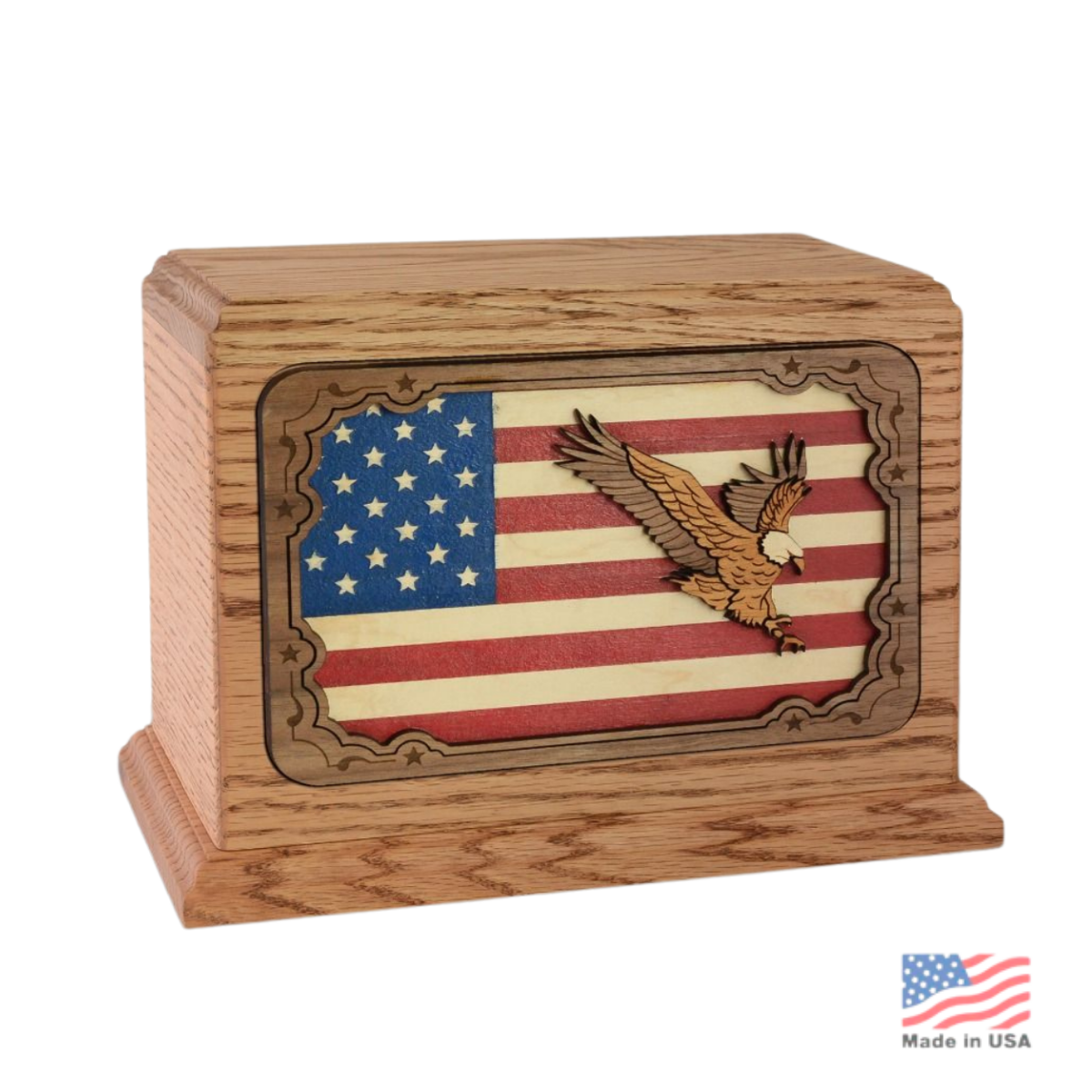 Eagle and American Flag Wood Urn