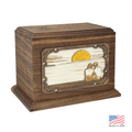 Sunset Landscape Wood Urn