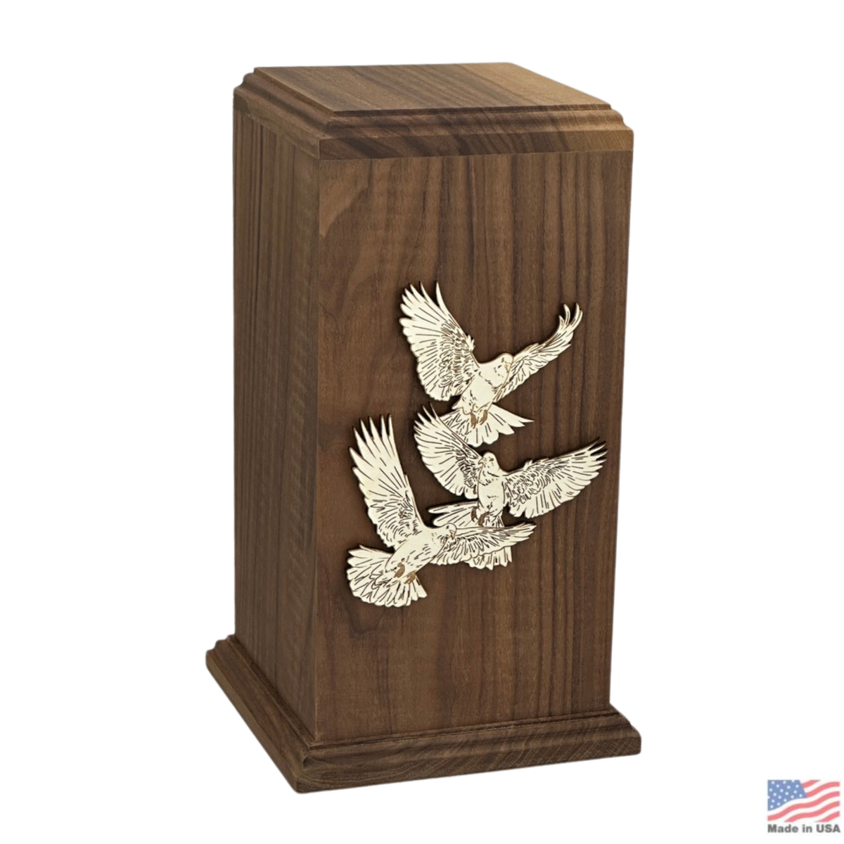 Serenity Doves Walnut Wood Urn