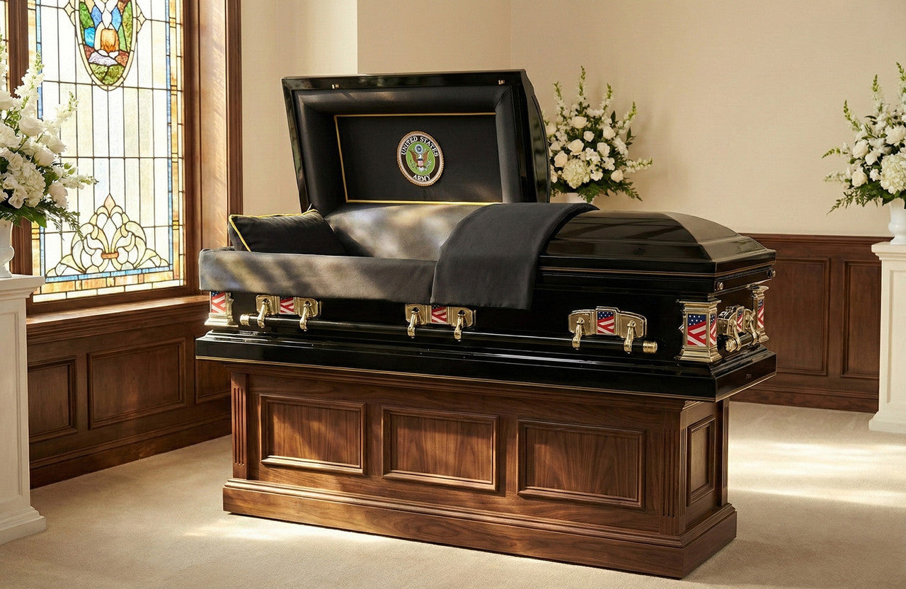 Veterans Army with Black Interior - Metal Casket