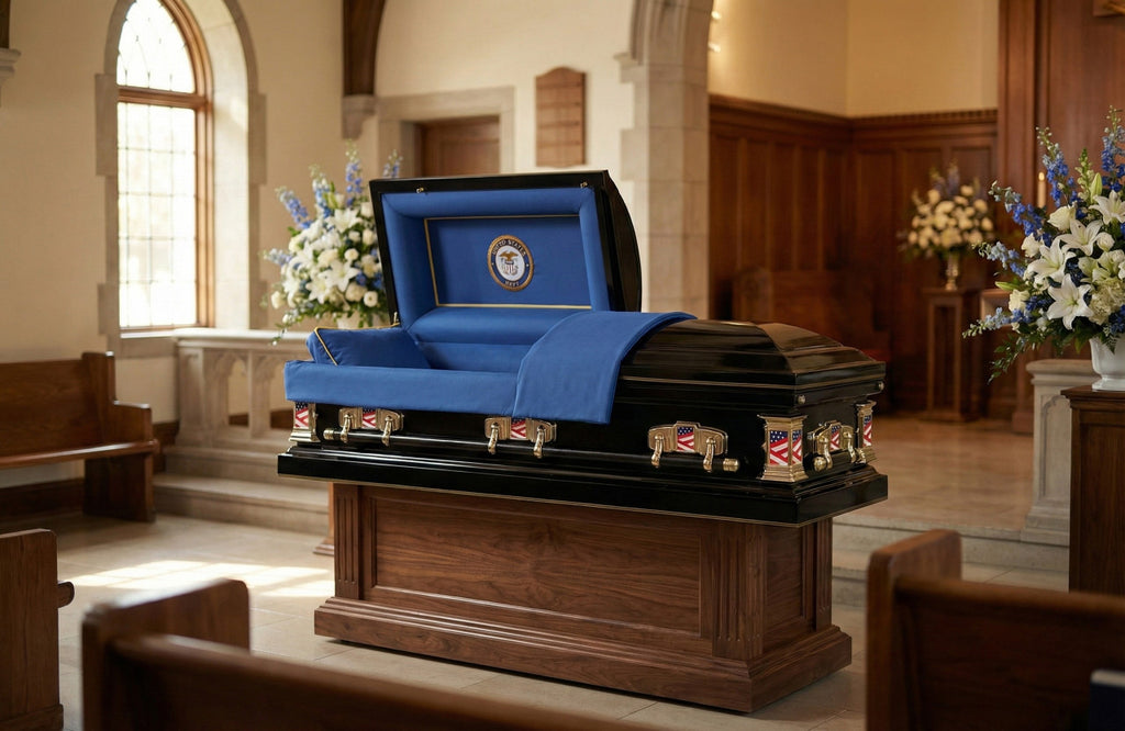 Veterans Navy Blue with Dark Blue Interior - Metal Casket
