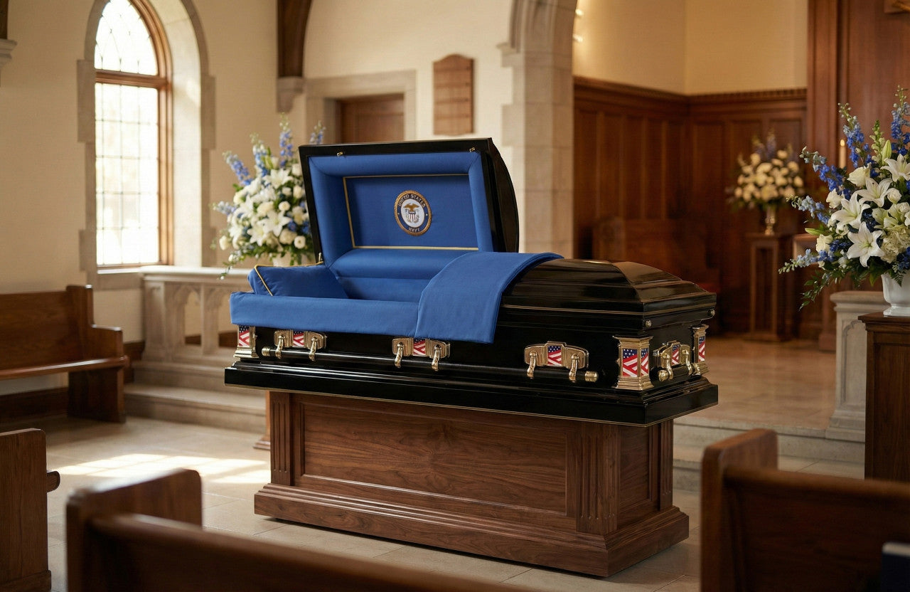 Veterans Navy Blue with Dark Blue Interior - Metal Casket